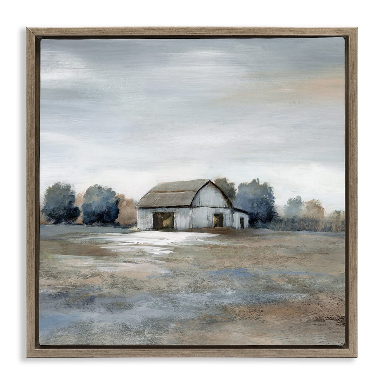 Stupell Industries Countryside Barn Neutral Tones Floater Framed Art